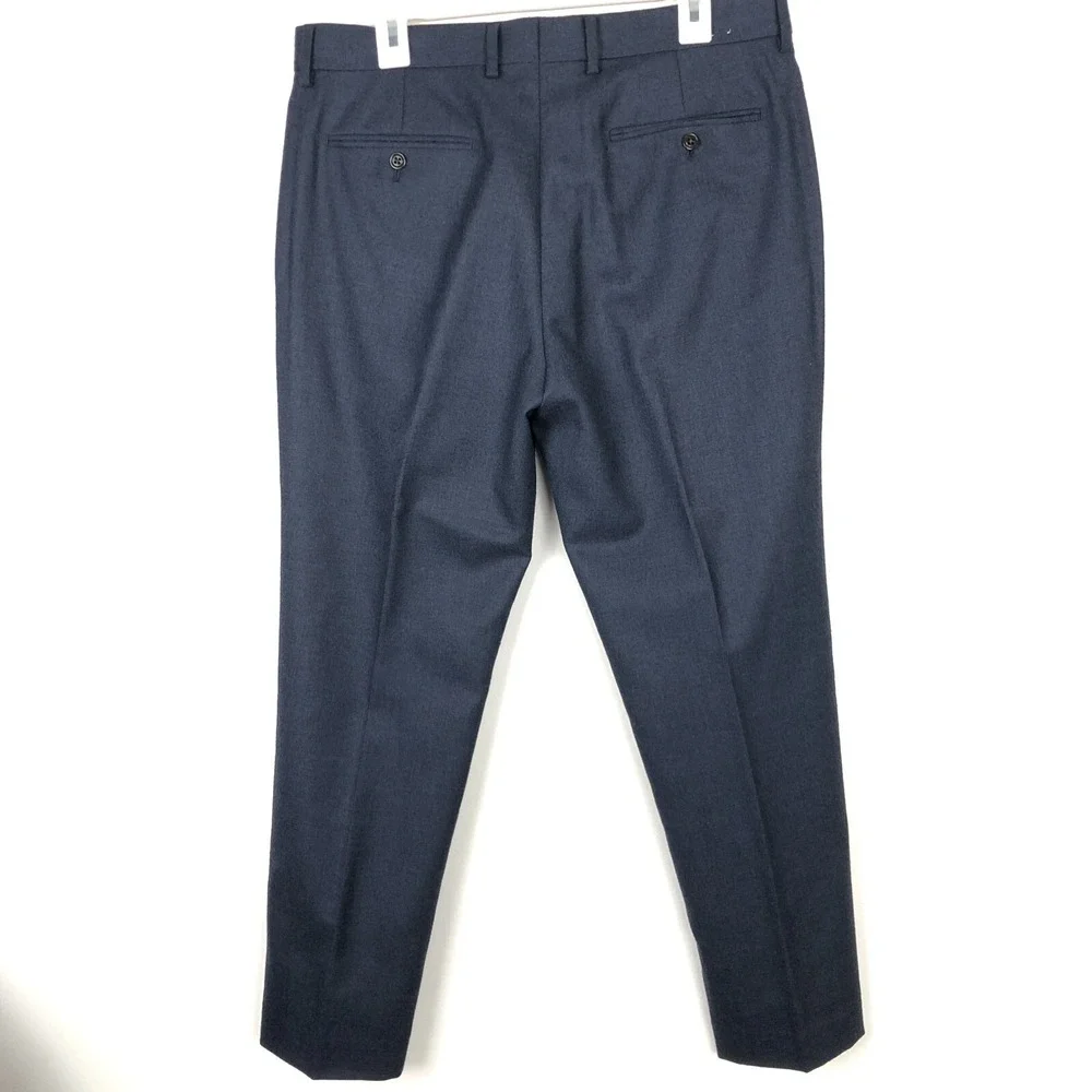 J. Crew Mens Blue Dress Work Flat Front Pants Classic Fit Size 34 x 30-100% Wool